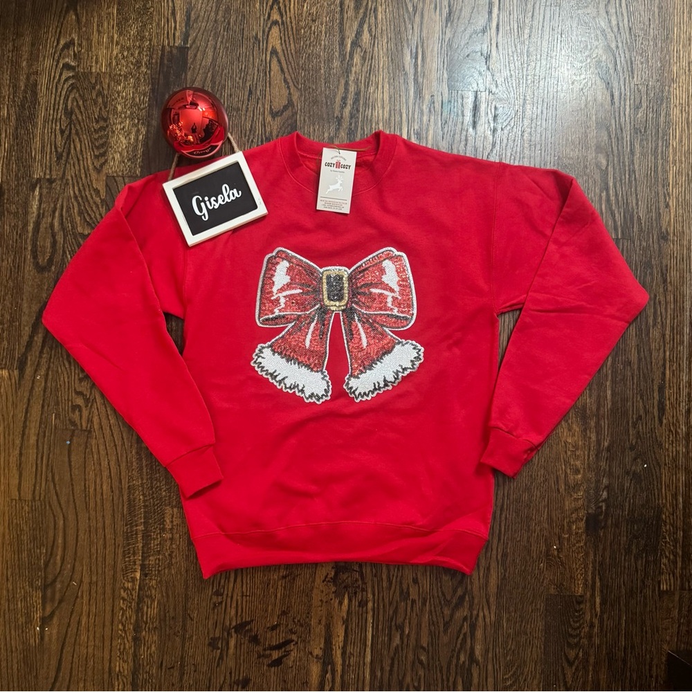 Gildan Red Holiday Bow Sweatshirt